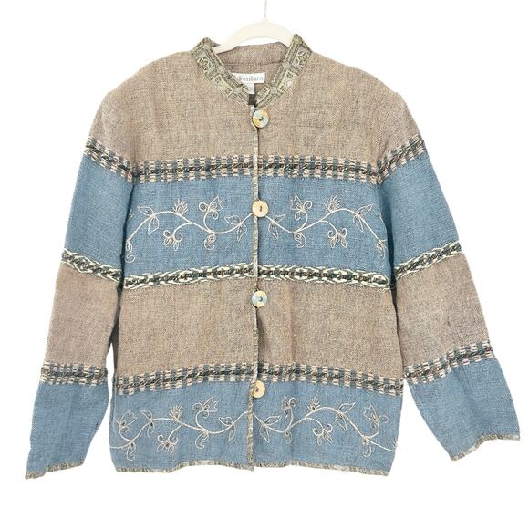 Dressbarn‎ Womens Vintage Artsy Boho Floral Embroidered Tapestry Jacket Size L - Picture 1 of 8